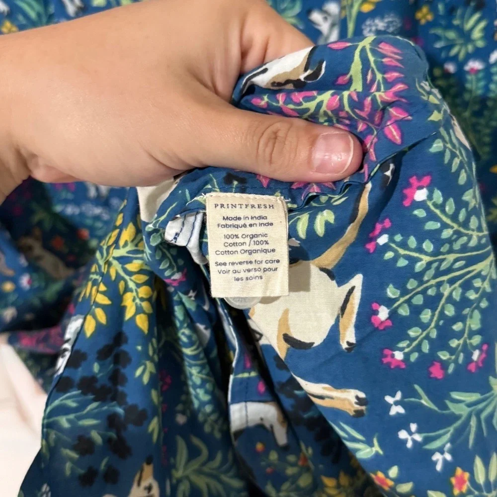 Printfresh Good Dog Organic Cotton Sleep Shirt Teal Blue Floral Nightgown XL NEW - Picture 4 of 7
